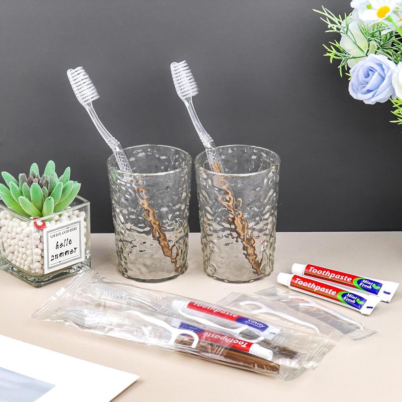 Disposable Toothbrushes with Toothpaste & Floss | 100-Pack Individually Wrapped Dental Kits for Travel & Hospitality