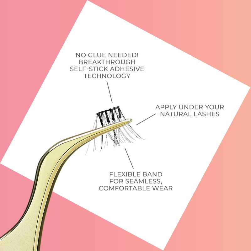 Kiss Impress Falsies Press On Self Adhesive Eyelashes, 12mm-14mm Natural Volume Press On Lashes, Black, No Glue Needed, Invisible Band, 12 Lash Clusters - Bold