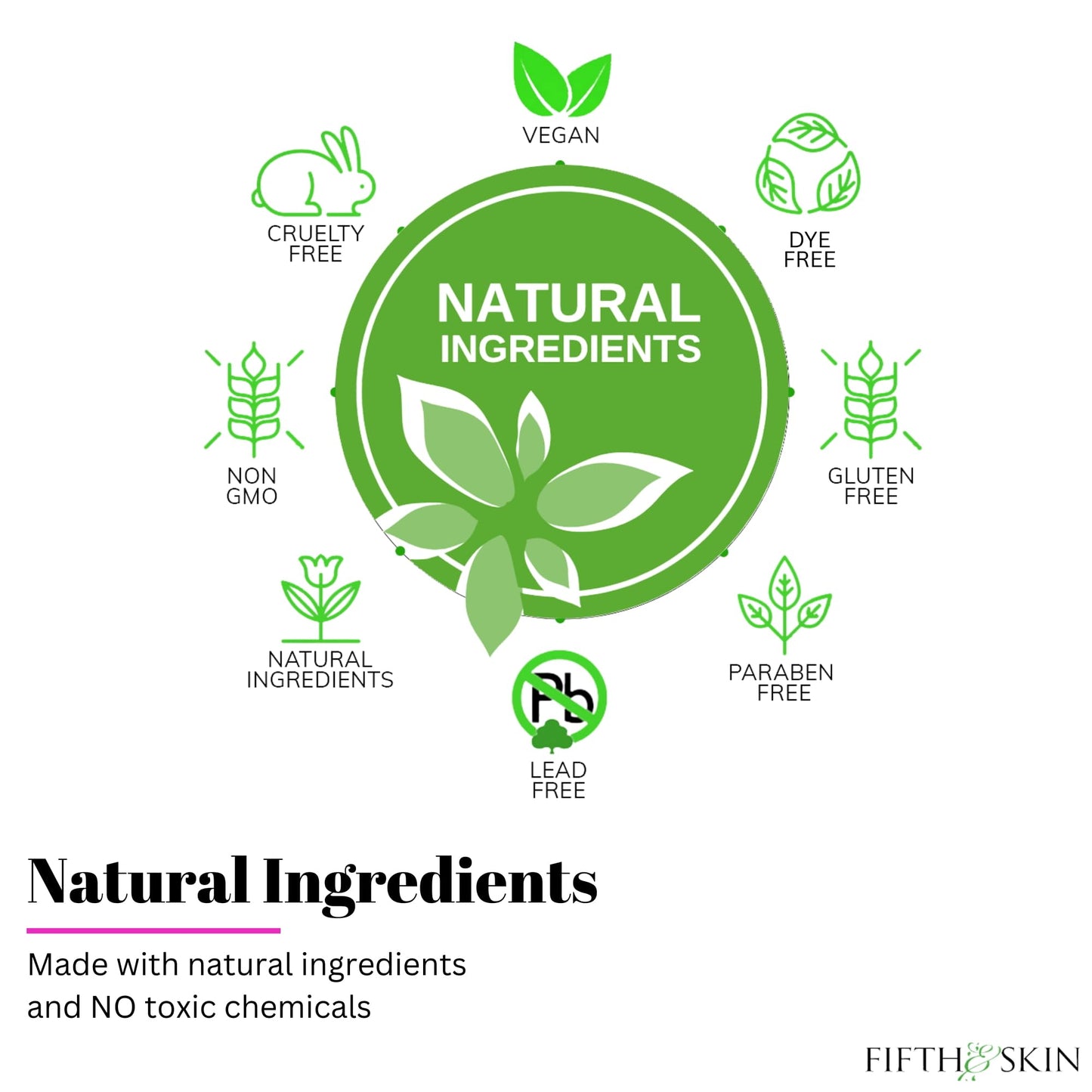 Fifth & Skin NATURLASH Natural Mascara (BLACK) Hypoallergenic for Sensitive Eyes – New Formula - New Packaging! Vegan - Cruelty, Gluten, Nut & Paraben Free - Nourish Your Lashes