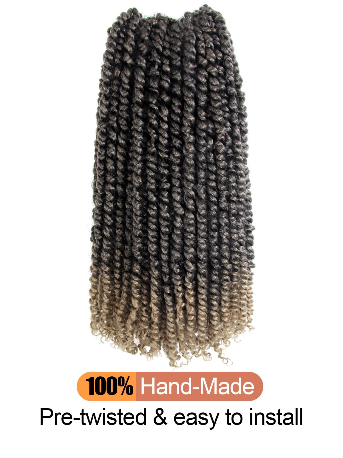 KAVSORAPI Passion Twist Hair,24 Inch Passion Twist Braiding Hair,Long Pre Looped Crochet Twist Jumbo Pre-twisted Two Strand Braids 8 Packs (1B/Natural Black)