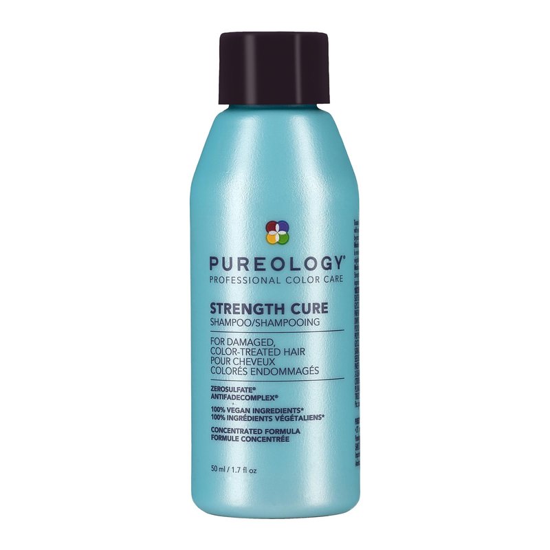 Pureology Strength Cure Shampoo - For Damaged or Color Treated Hair, Hair Repair, Reduces Damage & Seals Split Ends, Protects Color Vibrancy, Vegan & Sulfate Free, 1.7 Fl Oz
