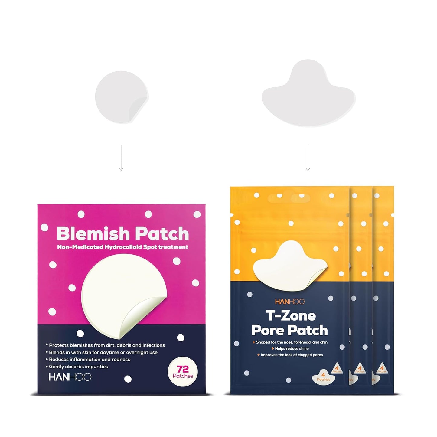 Hanhoo Blemish Patch Bundle - 96 Hydrocolloid Patches for Acne & Clogged Pores | Korean Skincare Solution