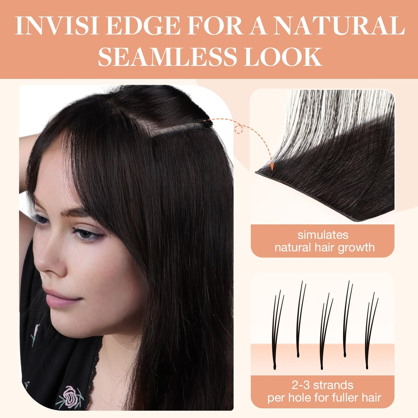 GOO GOO Invisi Edge Tape in Hair Extensions Human Hair, 2 Dark Brown, 10pcs 18inch 25g, Virgin Remy Hair, Seamless Injected Tape, Natural Look