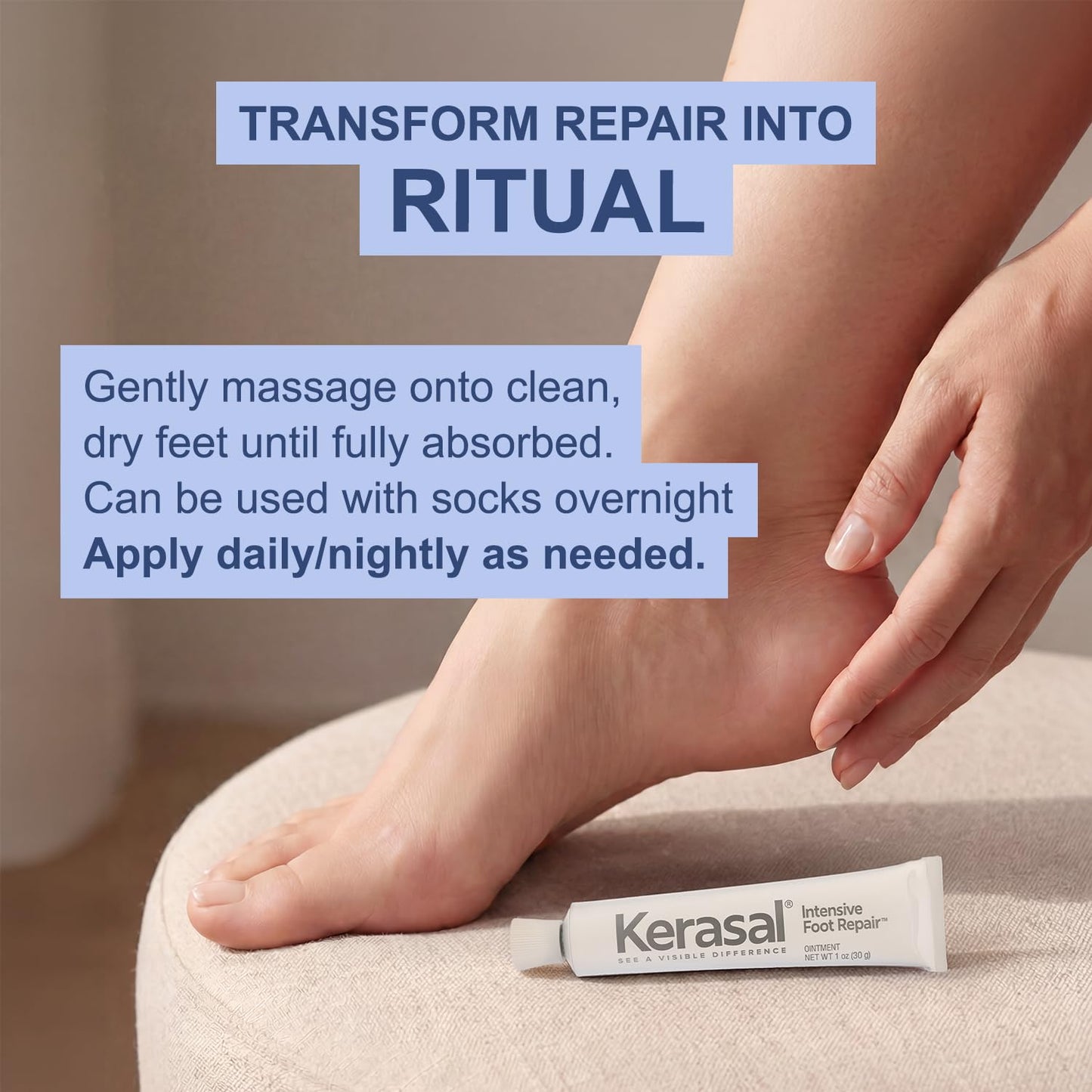 Kerasal Intensive Foot Repair, Skin Healing Ointment for Cracked Heels and Dry Feet, 1 Oz