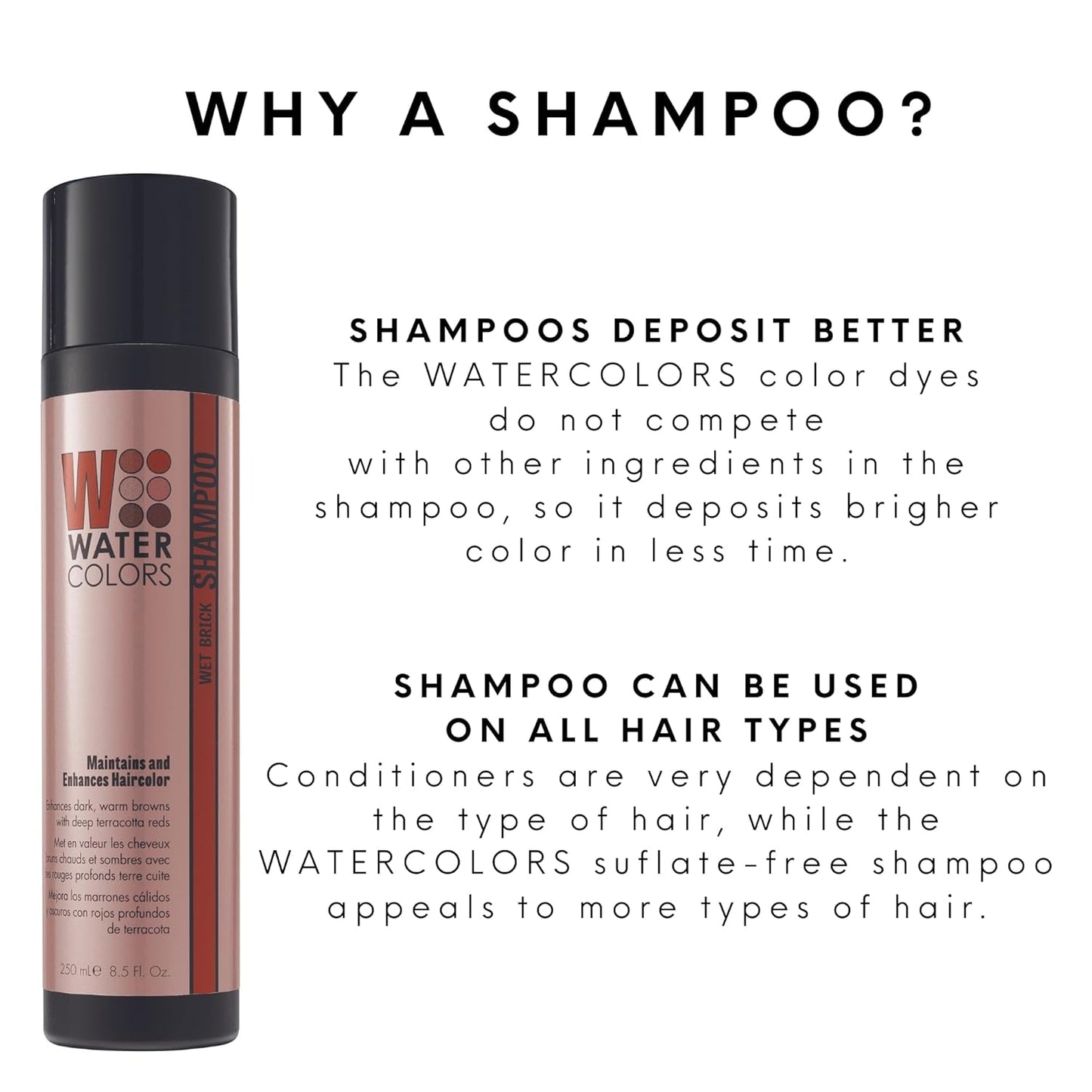Watercolors Color Maintenance Shampoo - Semi-Permanent Hair Color for Vibrant Shades | 8.5 oz (Wet Brick)