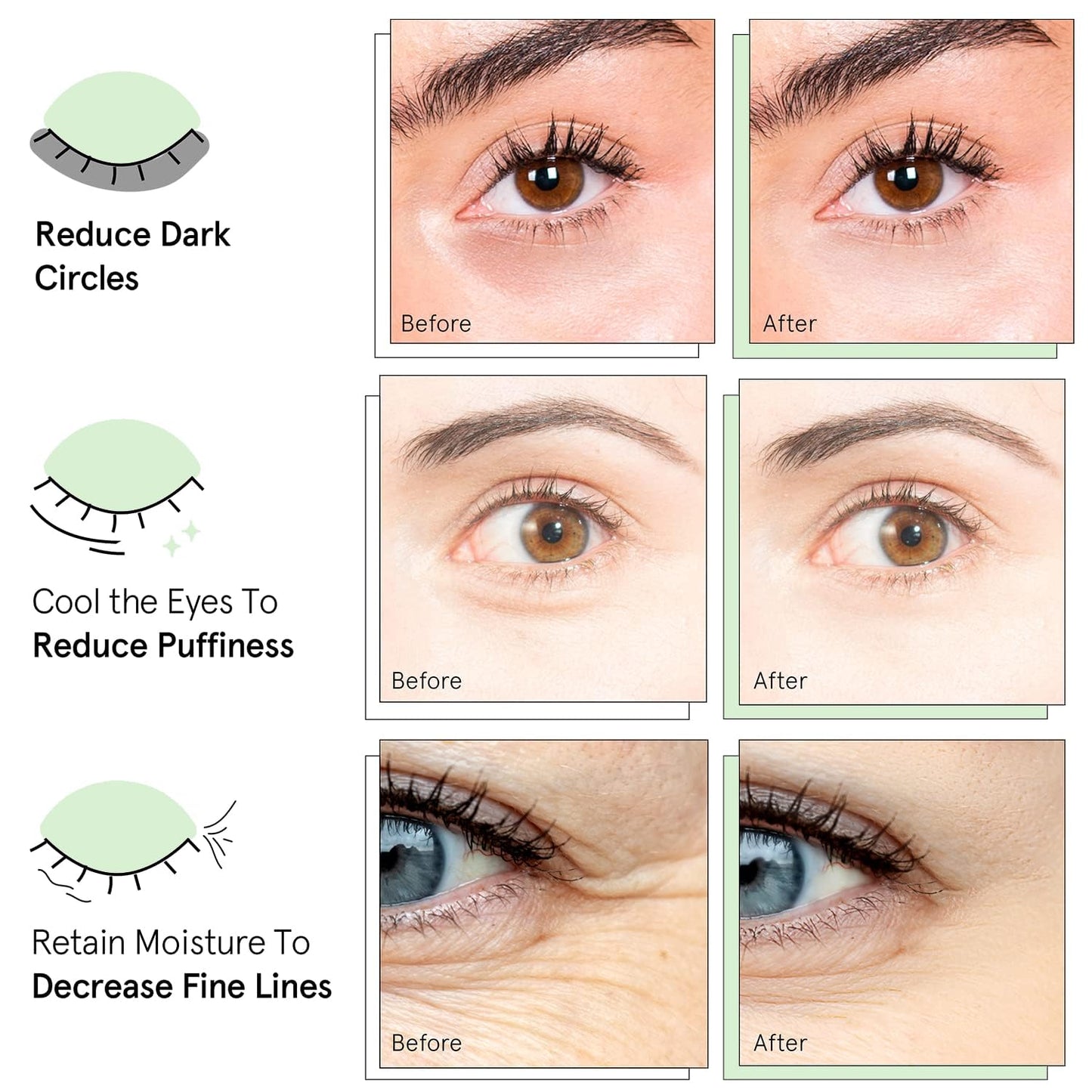 Hydrogel Eye Patches with Collagen - Depuff & Smooth Fine Lines | 20 Pairs for All Skin Types