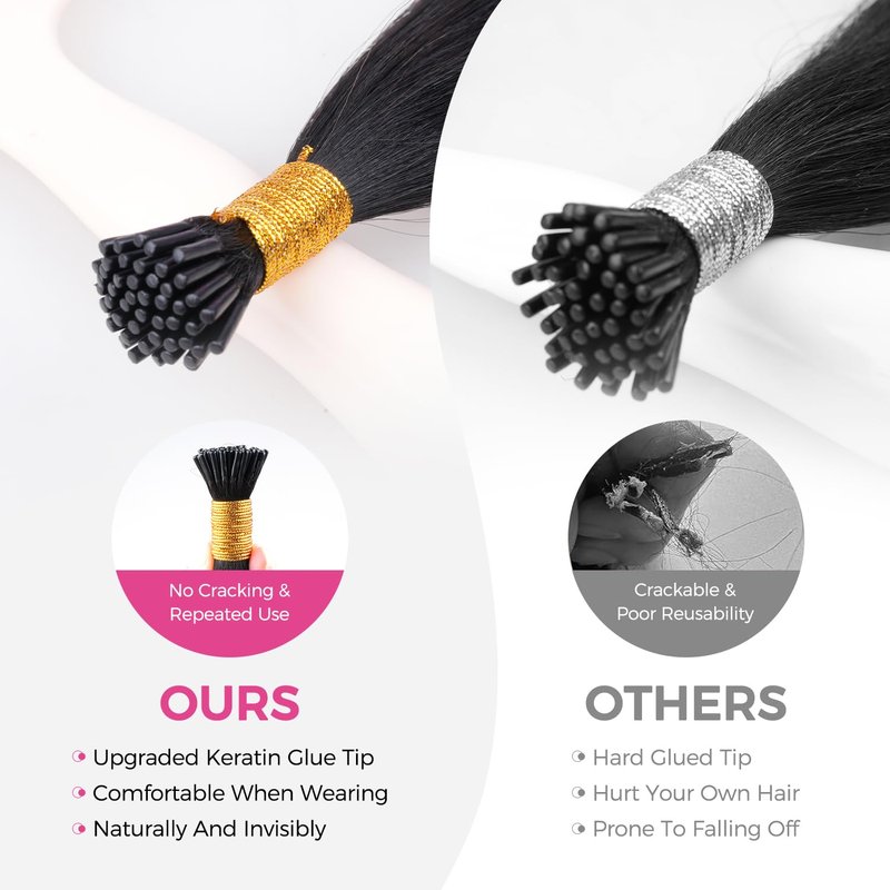 Lashey I Tip Hair Extensions Human Hair Dark Brown To Chestnut Brown 14 Inch Straight 50g 100s Pre Bonded I Tips for Women