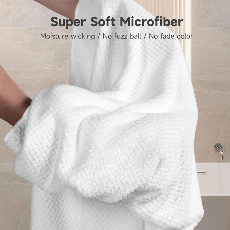 Extra Large Microfiber Hair Towel for Curly, Thick Hair - Ultra Absorbent Drying Wrap, Soft Anti-Frizz Turban | 2 Pack (White, Pink)