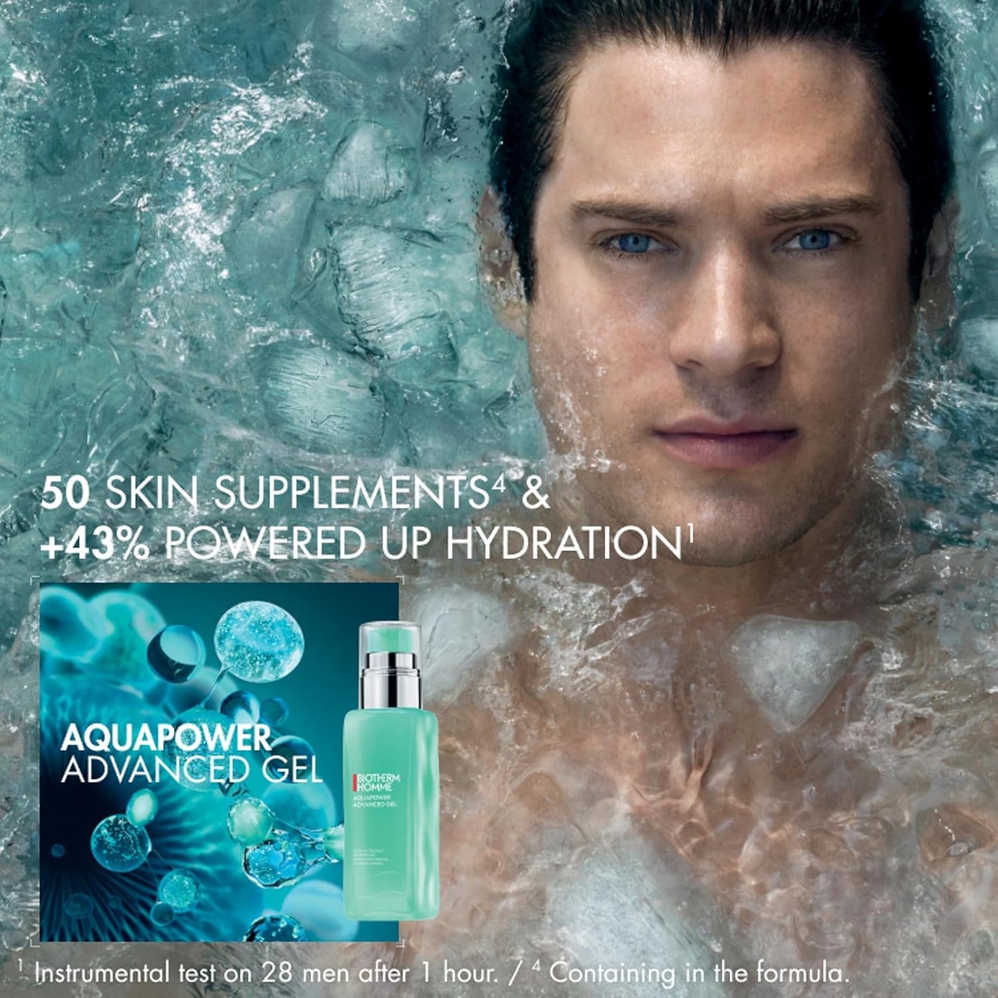 Aquapower Advanced Gel, Men's Gel Face Moisturizer That Hydrates And Strengthens Skin, Fresh And Fast-Absorbing Water-Gel Formula with Biotech Plankton and Oligo-Elements for 48H Moisture, 3.4 Oz