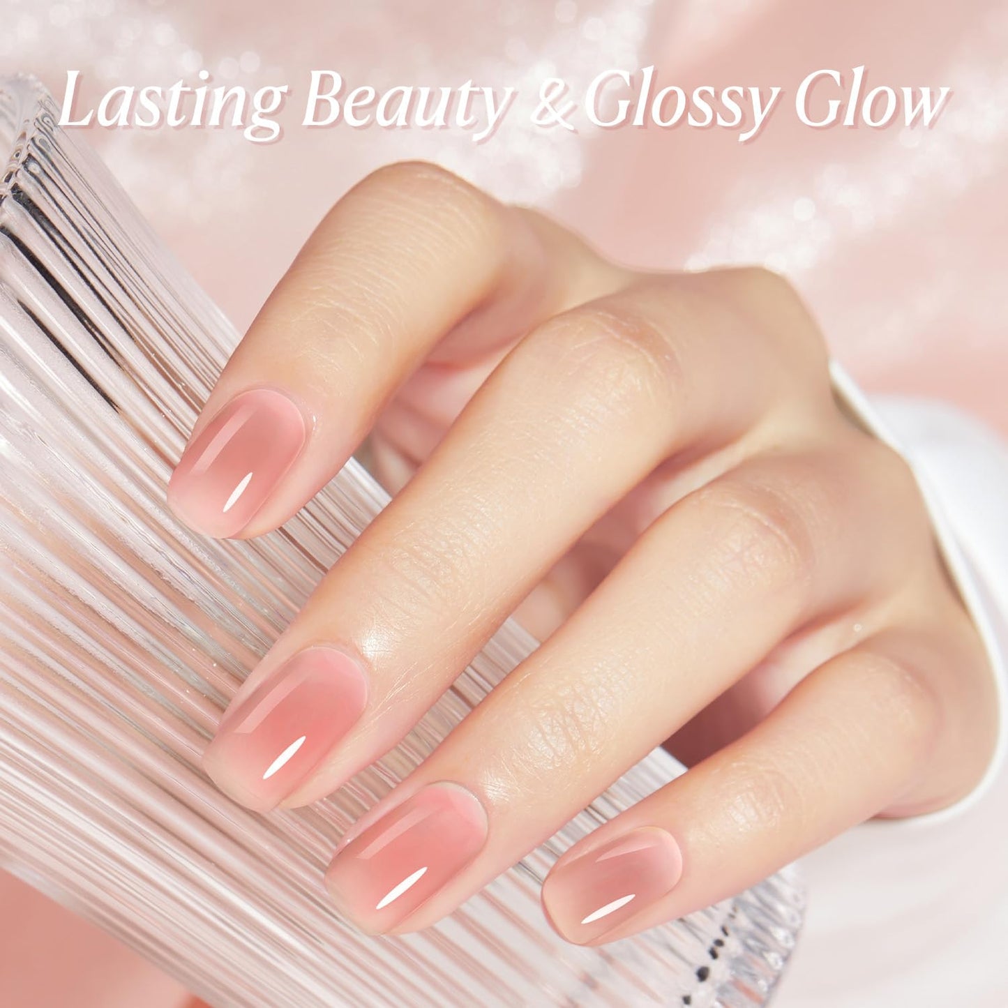 AZUREBEAUTY Dip Powder Set 6 Pcs Translucent Nude Pink Sheer Color, Natural Clear Dipping Powder Milky Jelly Effect French Nail Art Starter Manicure Salon DIY at Home