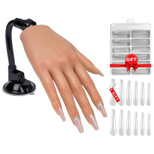 Veikmv Realistic Silicone Practice Hand for Acrylic Nails, Flex Fingers