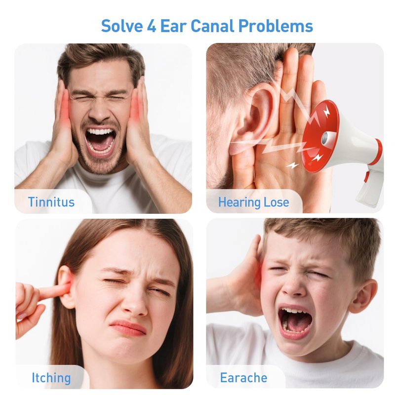 Ear Wax Removal-Electric Ear Cleaner, Retractable Ear Cleaning Kit, Safe Ear Wax Removal Tool, Effective Ear Irrigation Flushing System, Waterproof Ear Washer for Humans with 4 Pressure Modes