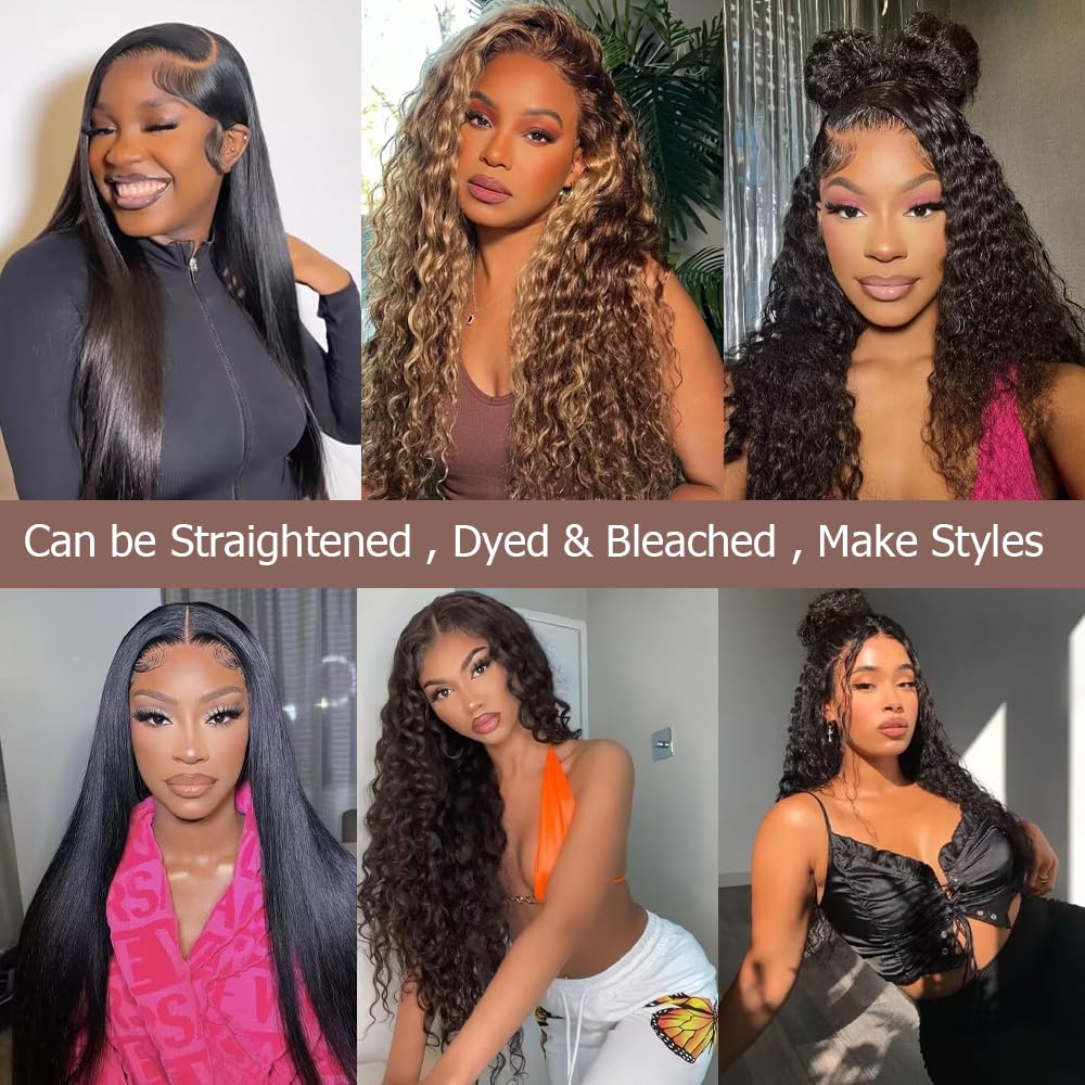 Deep Wave Human Hair Bundles 20 Inch 12A Brazilian Virgin Wet and Wavy Human Hair Weave Bundles 100% Unprocessed Deep Curly Bundles One Bundle Double Weft Water Wave Bundles Natural Black