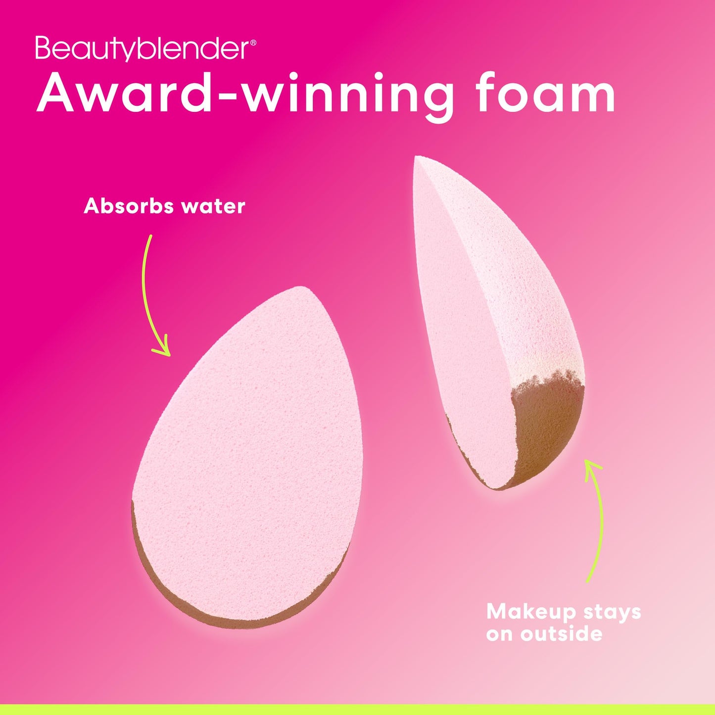 Beautyblender® Bubble Beauty Blender Makeup Sponge, Super-Soft Foam Easily Blends Foundations, Powders & Creams, Made in USA, Reusable, Washable, Streak Free Application