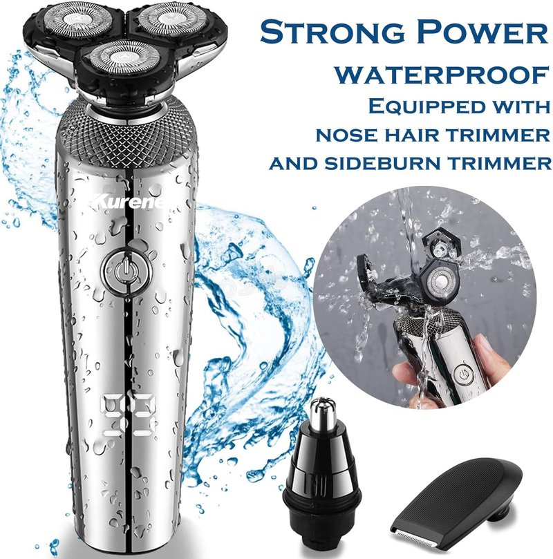 Electric Razor for Men - Rechargeable Wet/Dry Shaver with Nose & Sideburn Trimmer | Ergonomic Design