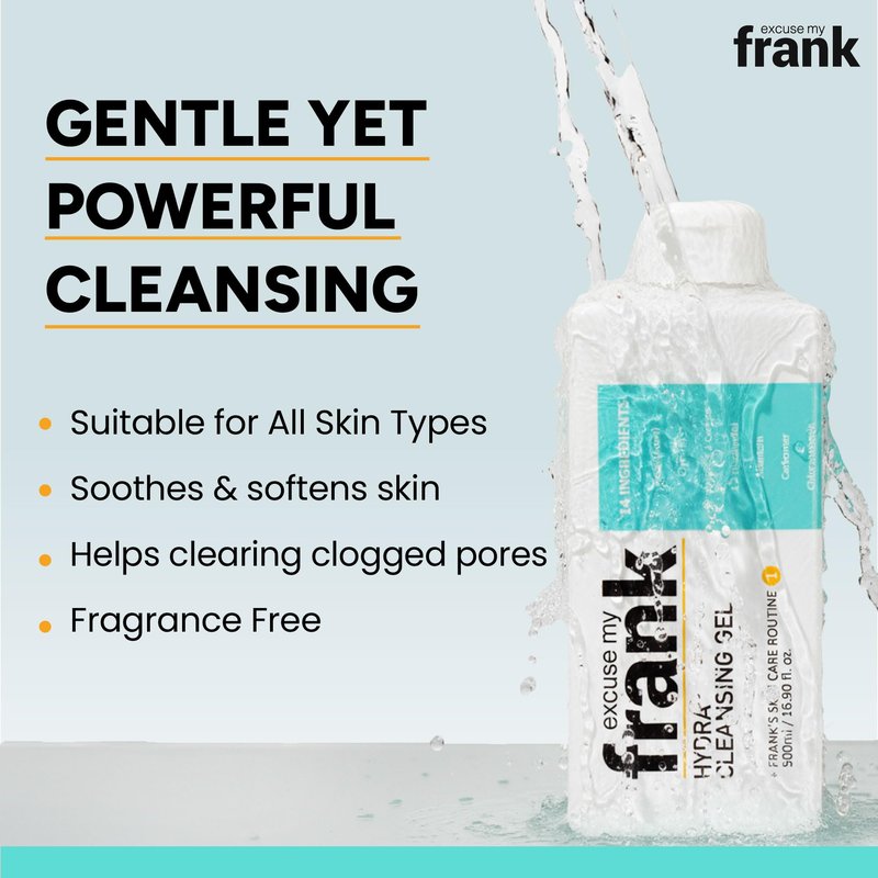 Excuse My Frank Hydra Cleansing Gel – Hydrating Facial Cleanser for Men & Women, Korean Skincare, Daily Face Wash for Sensitive Skin, Vegan & Cruelty-Free (2 Pack)