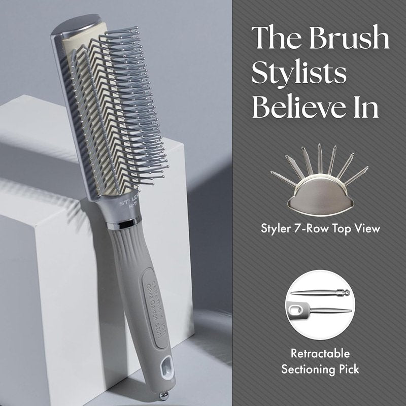 Olivia Garden Ceramic + Ion XL Pro Hair Brush - Paddle Brush for All Hair Types | Smooths & Adds Shine
