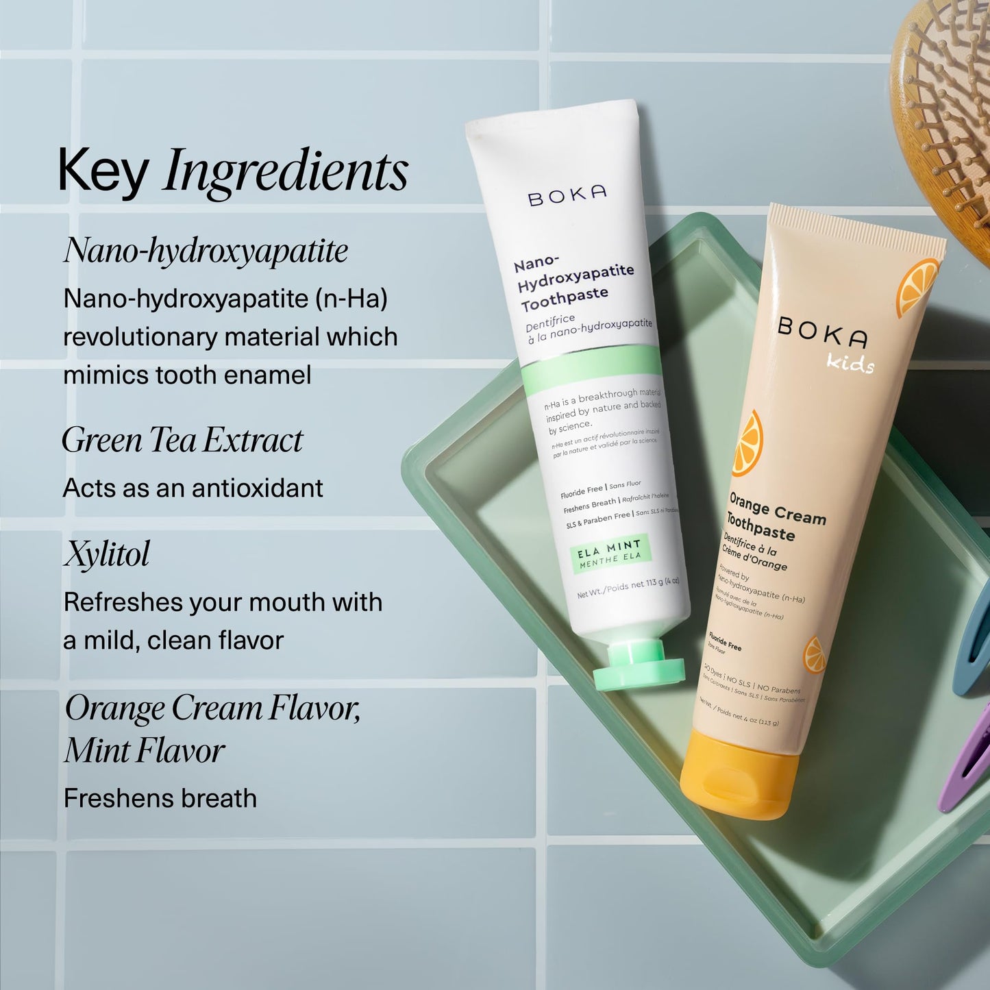 Boka Fluoride Free Toothpaste Nano Hydroxyapatite Toothpaste - Ela Mint, Orange Cream Flavor, 4 oz 2Pk