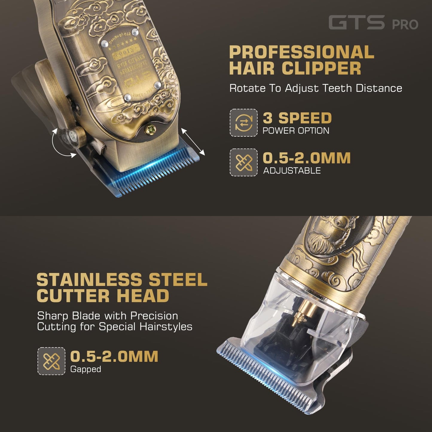 GTSPROProfessional Hair Clippers for Men – Cordless Barber Clippers with LCD Display, Precision Trimmer & Travel Case – Gifts for Men Husband Father