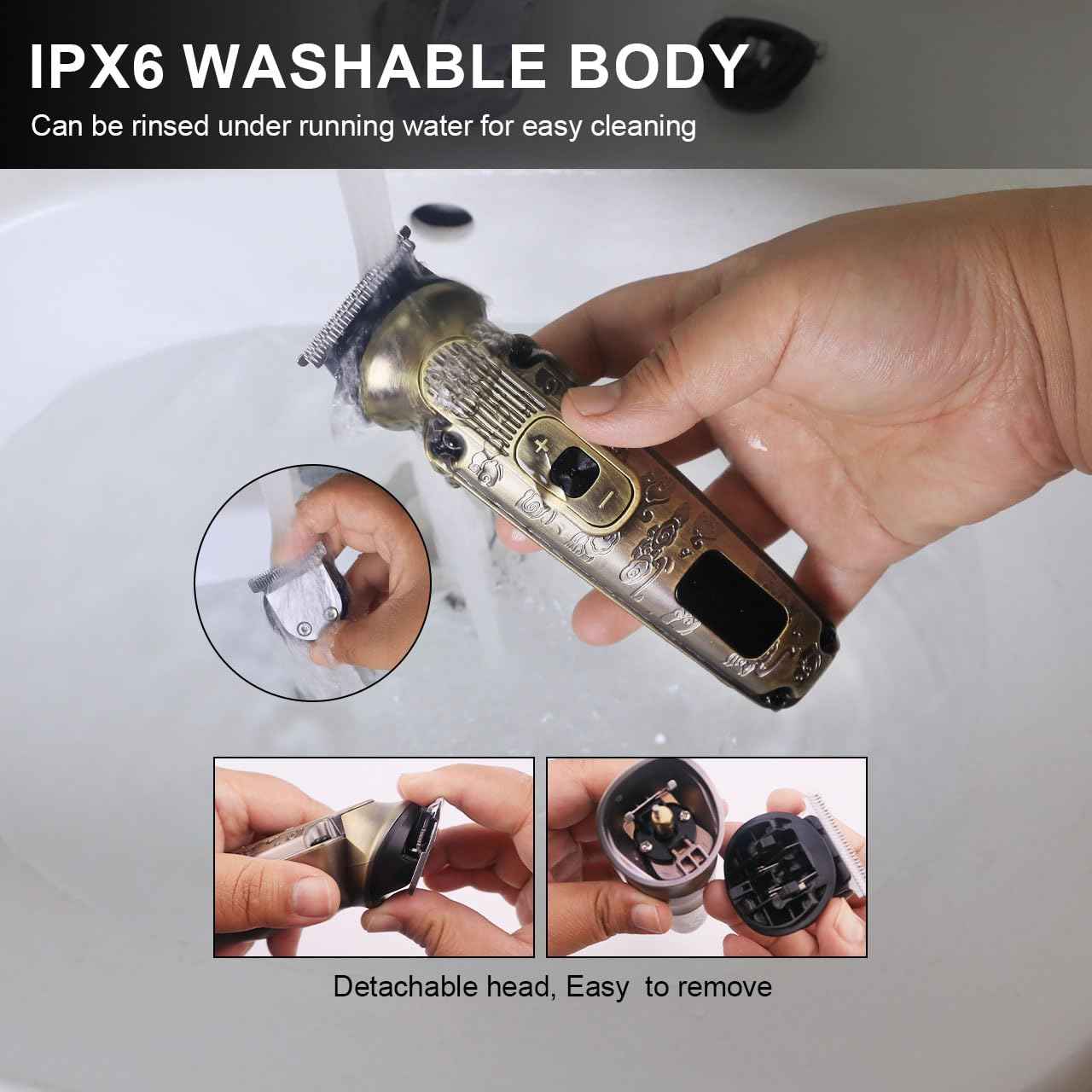 Hatteker Beard Trimmer Mustache Trimmer for Men 8 in 1 Adjustable Speed Waterproof Hair Clipper T-Blade Electic Razor Shavers Cordless Mens Gift Grooming Kit with Face Nose Body (Bronze)