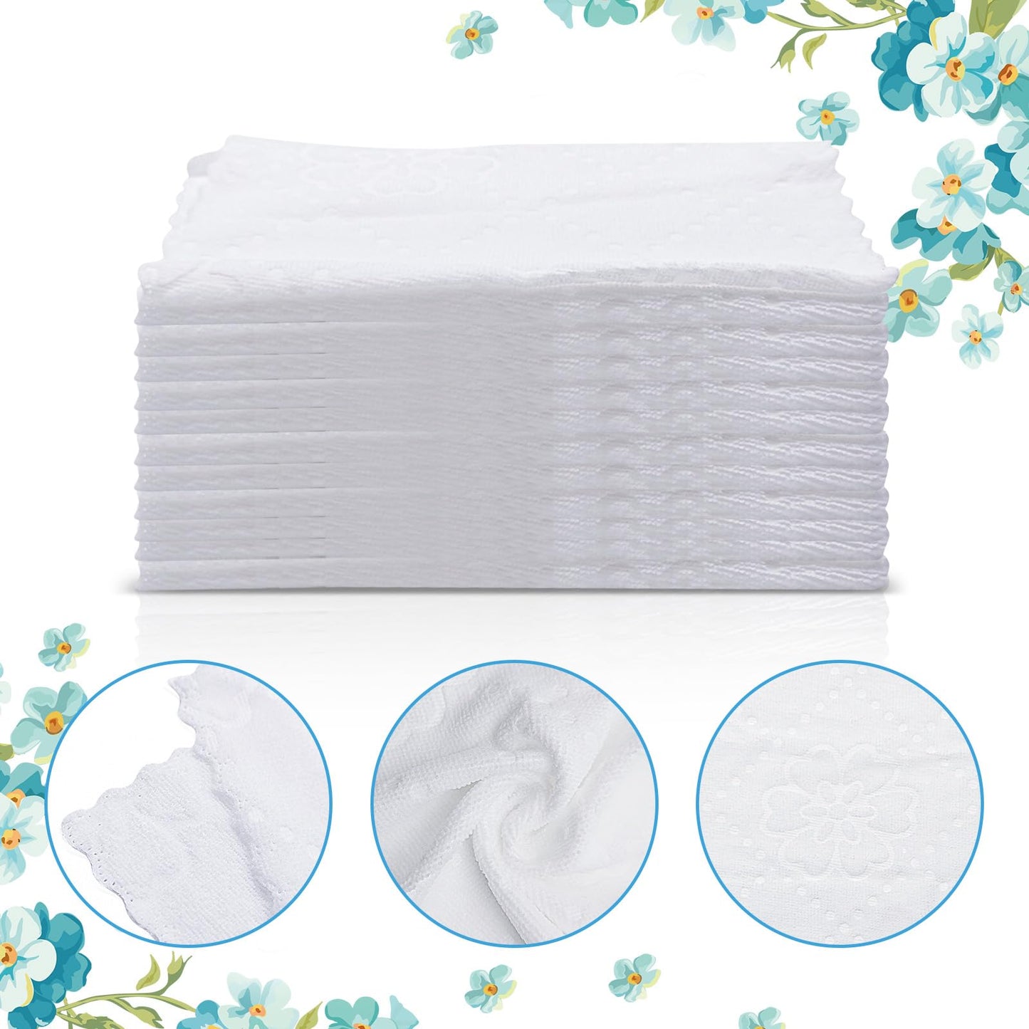 50 Pcs Moist Towel Bulk Moist Towelettes Individually Wrapped,White Towel Services 8.5''x 8.5'' Unscented Wet Hand Towels,Disposable Refreshment Pre Moistened Towels for Travel Camping Sport Spa Party