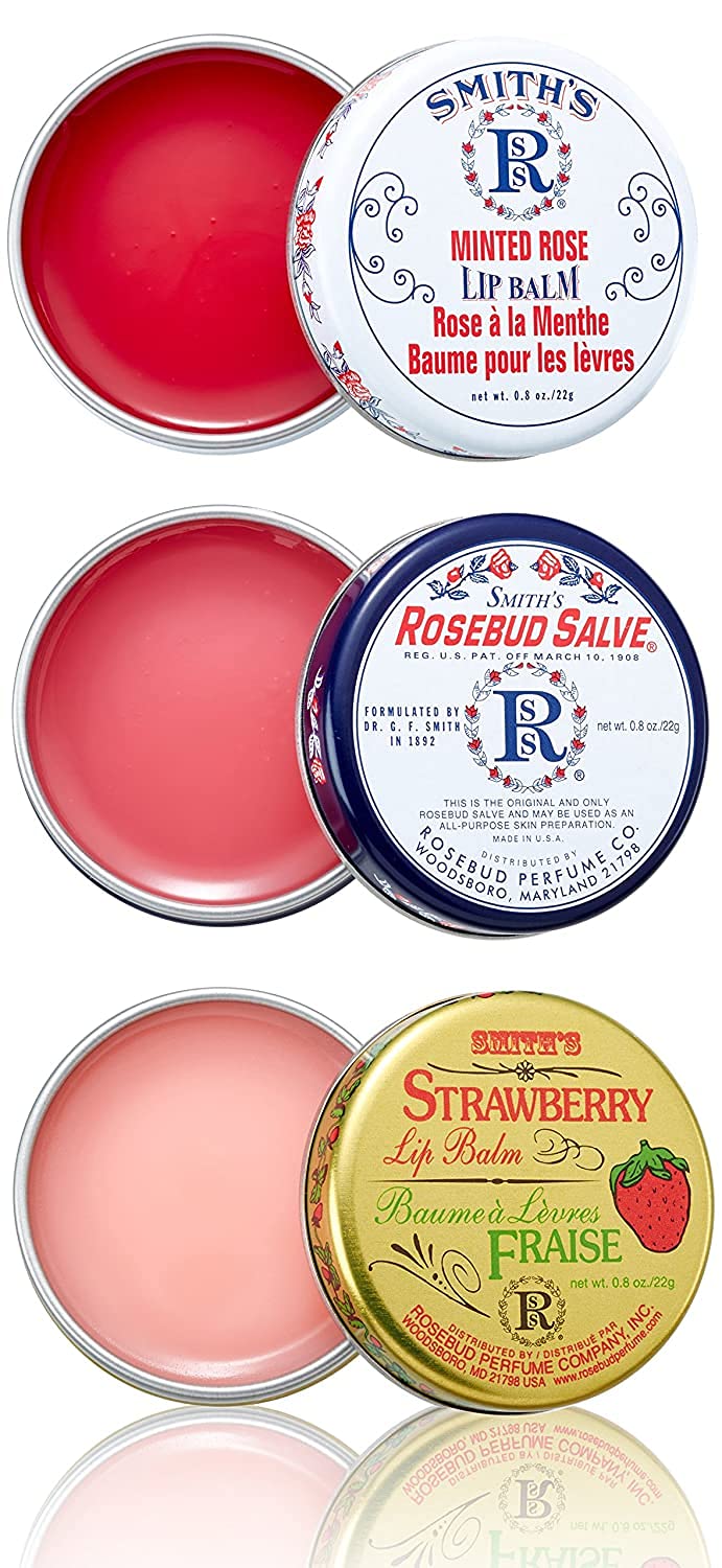 Collectors Lavish Layers 3x Set & 3x Rose bud Trio Lip Balm - Original Salve, Minted Rose, Strawberry Lip Balm & Trio Lip Gloss Tubes - Christmas Gift Set with Ebook