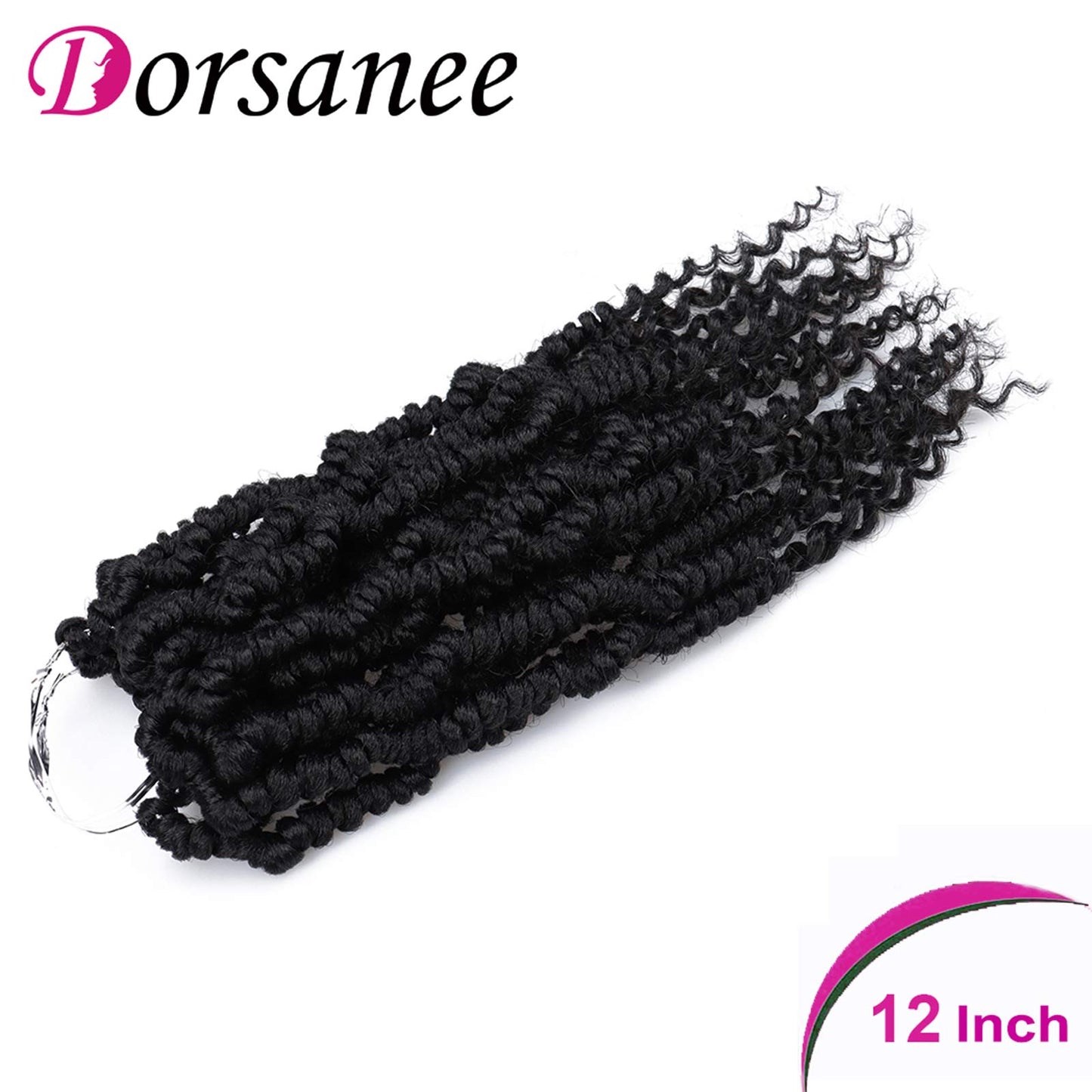 Bomb Twist Crochet Hair 12 Inch 6 Packs Mini Passion Twist Crochet Hair for Black Women Pre-looped Spring Twist Crochet Braids Nubian Twist Synthetic Hair Extension (1B#)