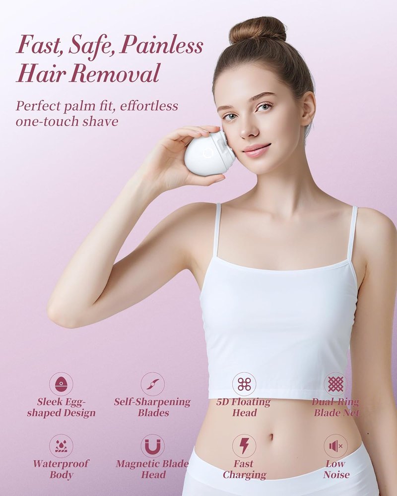 Electric Razors for Women - Cordless 5D Floating Shaver | IPX6 Waterproof, Painless Hair Remover for Legs, Face & Bikini (Pink)