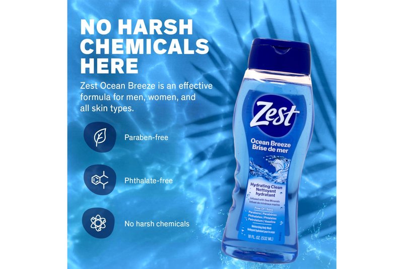 Zest Body Wash - Enriched with Sea Minerals - Invigorating Scent - Hydrating Body Soap - Suitable for All Skin Types - Ocean Breeze - 6 pc