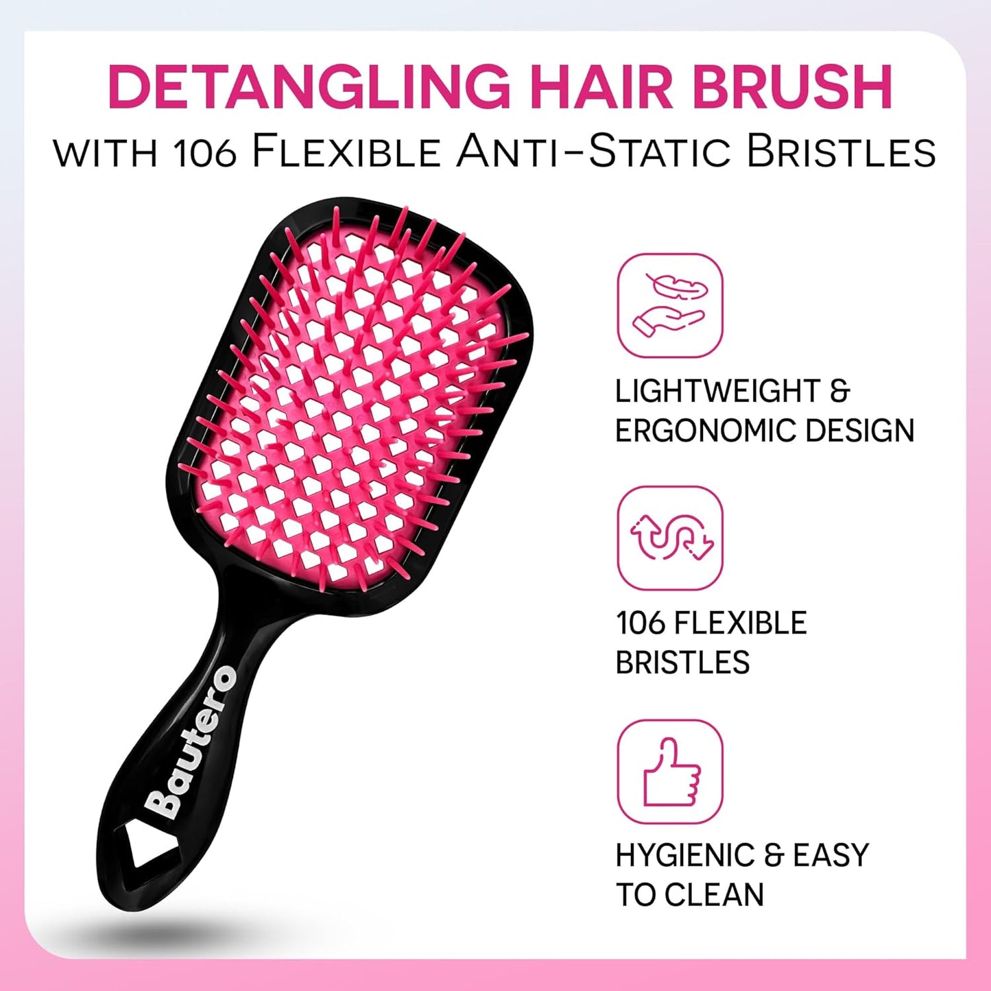 Detangler Brush for Curly Thick Hair - Pain-Free 4C Coily Hair Care | Reduces Breakage & Shedding