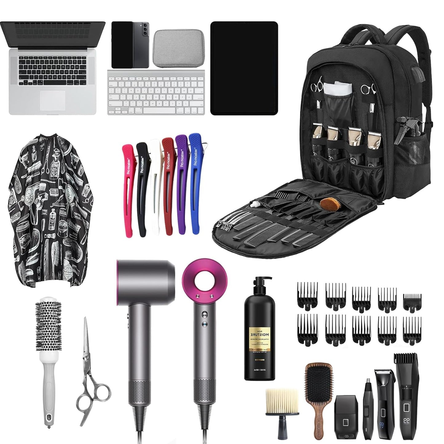 Portable Barber Supplies Backpack - Travel Clipper Organizer with USB Port | Ideal for Hairstylists