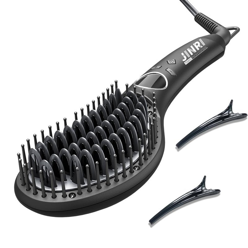 Hair Straightener Brush, Ceramic Ionic Straightening Iron Comb Anti-Scald, Best Soft Round Touch Body, Perfect for Professional Salon at Home (L)