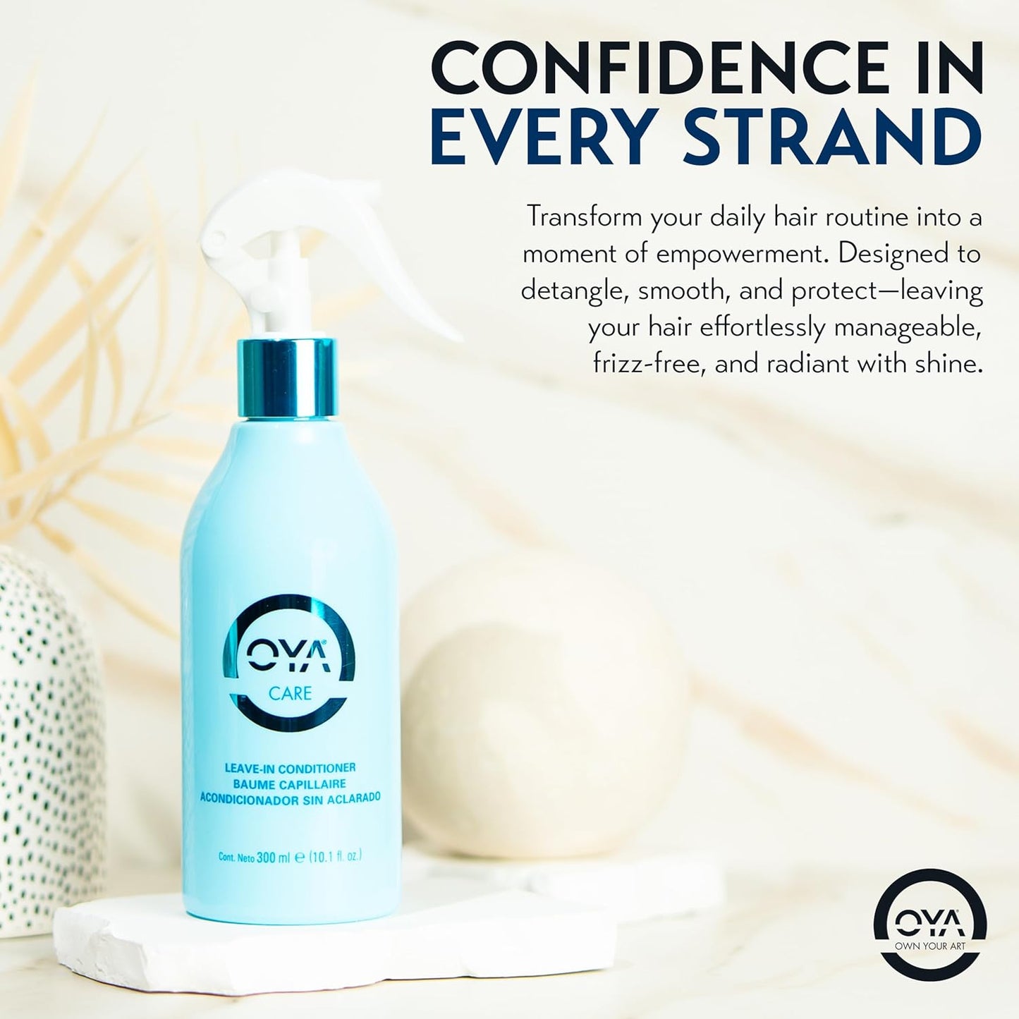 OYA Leave In Hair Conditioner Spray - Hydrating Detangler for Curly & Color-Treated Hair | Argan Oil & Green Tea, 300ml