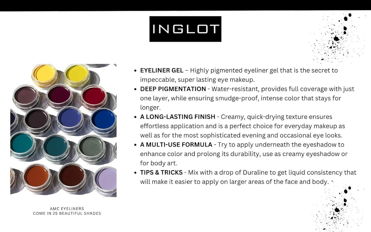 Inglot Eyeliner Bundle - AMC Gel Eyeliner Set with Brush | Perfect for Precision Application (3-Piece)