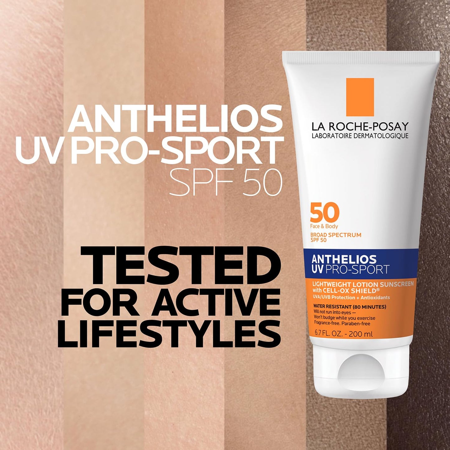 La Roche-Posay Anthelios UV Pro-Sport SPF 50 Sunscreen for Face&Body, Water&Sweat Resistant with Non-Drip Formula,Invisible Broad Spectrum Sunscreen Lotion,Lightweight&Breathable,6.7 Fl Oz (Pack of 2)