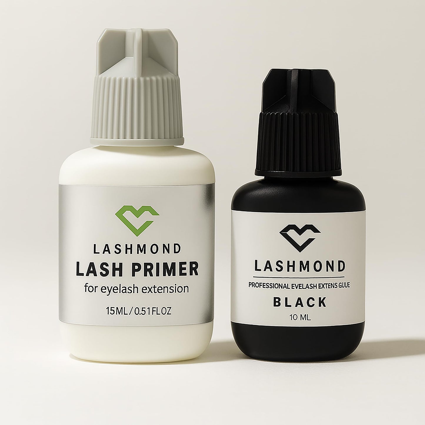 Lashmond Eyelash Extension Glue & Primer Set – Professional Black Lash Adhesive (10ml, 2-3s Drying, 6-8 Weeks Retention) + Lash Primer (15ml) for Lash Artists & Beginners