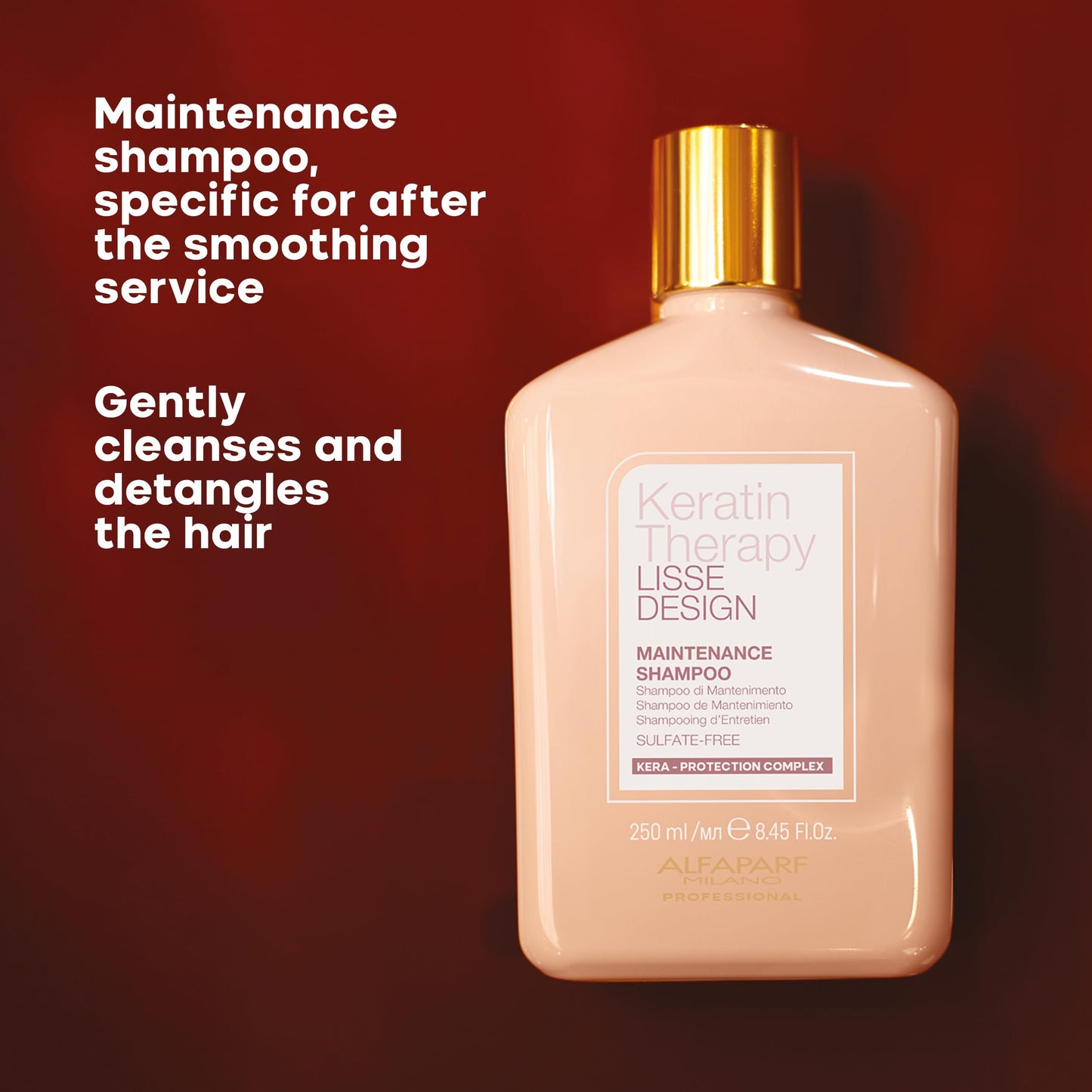 ALFAPARF MILANO Lisse Design Keratin Shampoo for Damaged Hair - Anti-Frizz - Maintains Brazilian Keratin Therapy Treatments - Smoothing, Straightening, Hydrating with Collagen (8.45 oz)