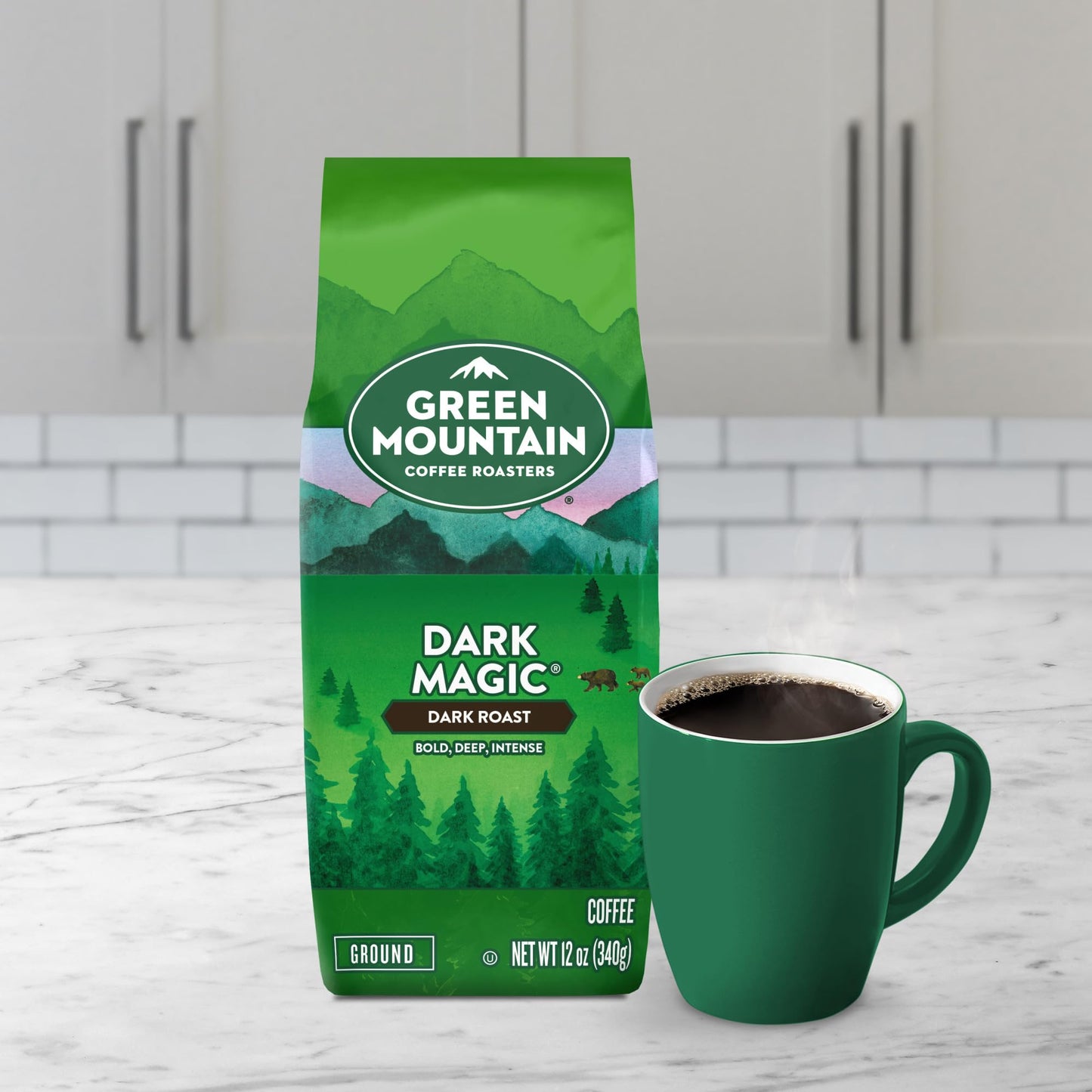Green Mountain Coffee Roasters, Dark Magic, Ground Coffee, Dark Roast, Bagged 12oz.