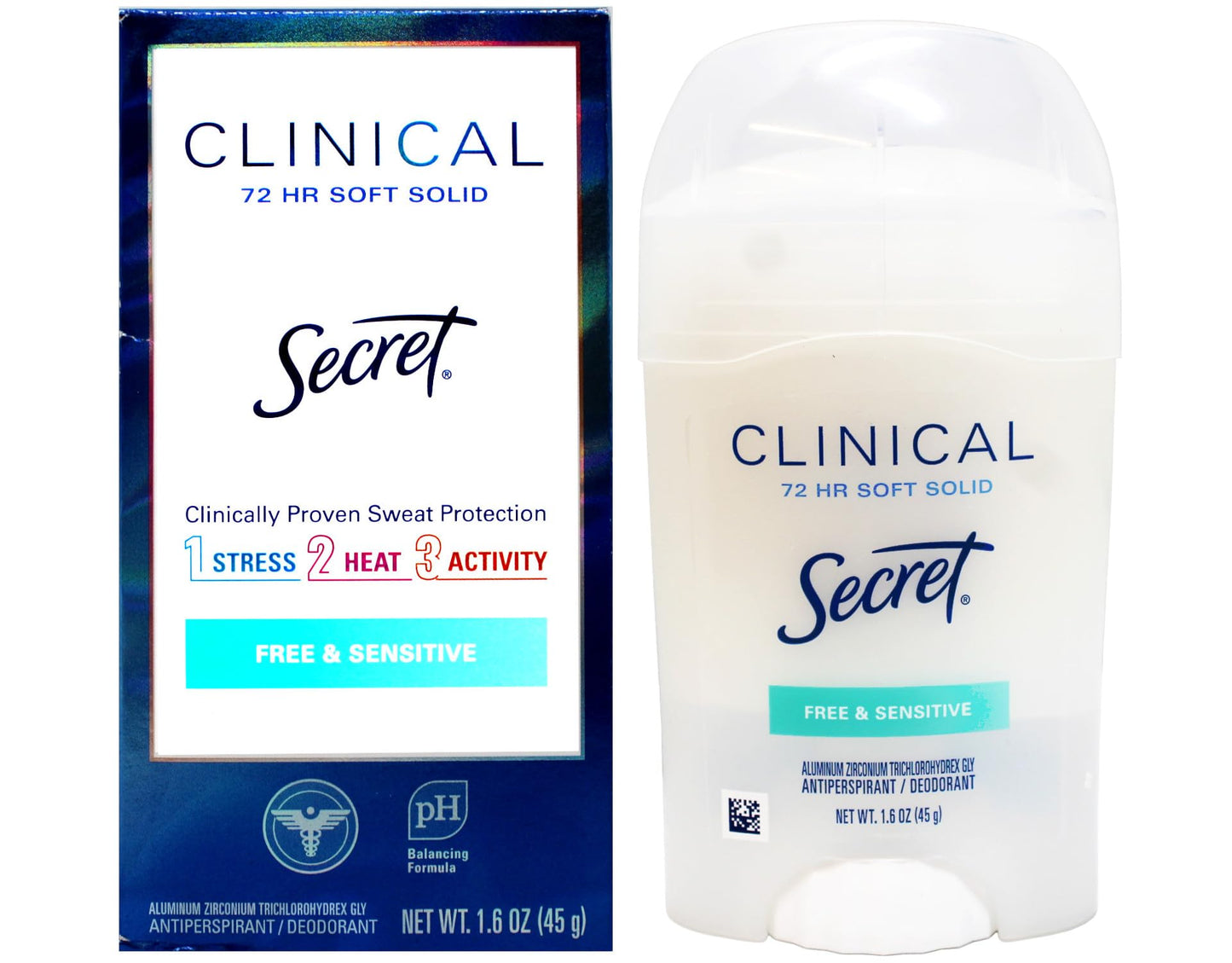 Secret Clinical Strength Soft Solid Sensitive Unscented Deodorant, 1.6 oz (Pack of 3)