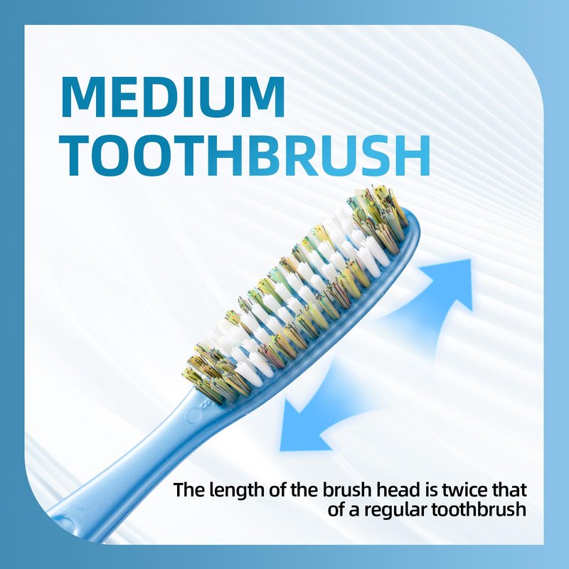 DFBCCZB Long Head Medium Toothbrush Big Head Adult Toothbrush accelerates Cleaning Stains and whitens Teeth 4 Pieces.