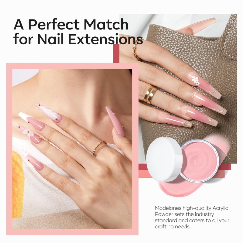 Modelones Acrylic Powder, 4.23oz Upgraded Cover Pink Nail Acrylic Powder for Nail Art 3D Carving French Nails Extensions, Non-Yellowing, Valentines Day Gifts for Women