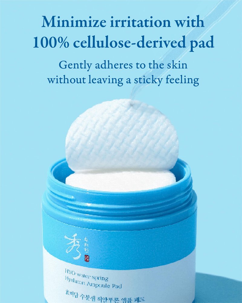 Sooryehan Hyobidam Water-Spring Hyaluronic Acid Pad (10.82fl oz, Pack of 2) - Gentle Daily Facial Toner Cotton Rounds for Soothing, Moisturizing, Exfoliating. Ginseng, Green Tea.