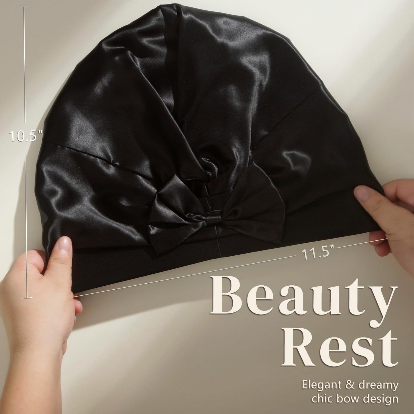 ZIMASILK 22 Momme Adjustable 100% Pure Mulberry Silk Bonnet for Sleeping Women, Double-Layered Silk Hair Bonnet for Anti-Frizz & Hair Protection – Reduces Slipping (1Pc, Black)