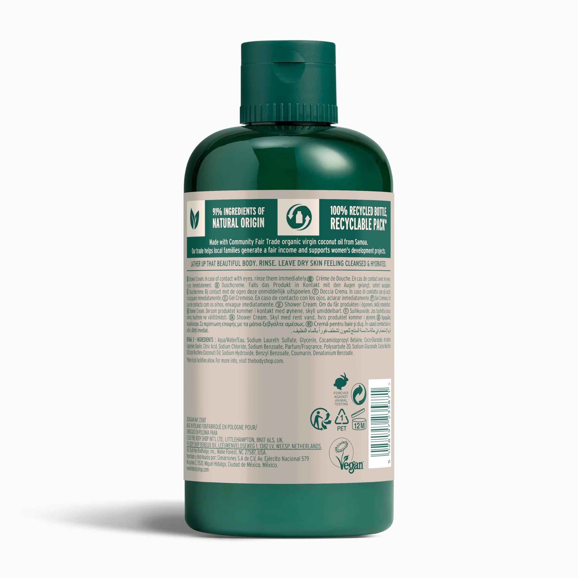 The Body Shop Coconut Shower Cream - Nutty and Creamy for Dry Skin - Vegan Body Wash, 8.4 Fl Oz