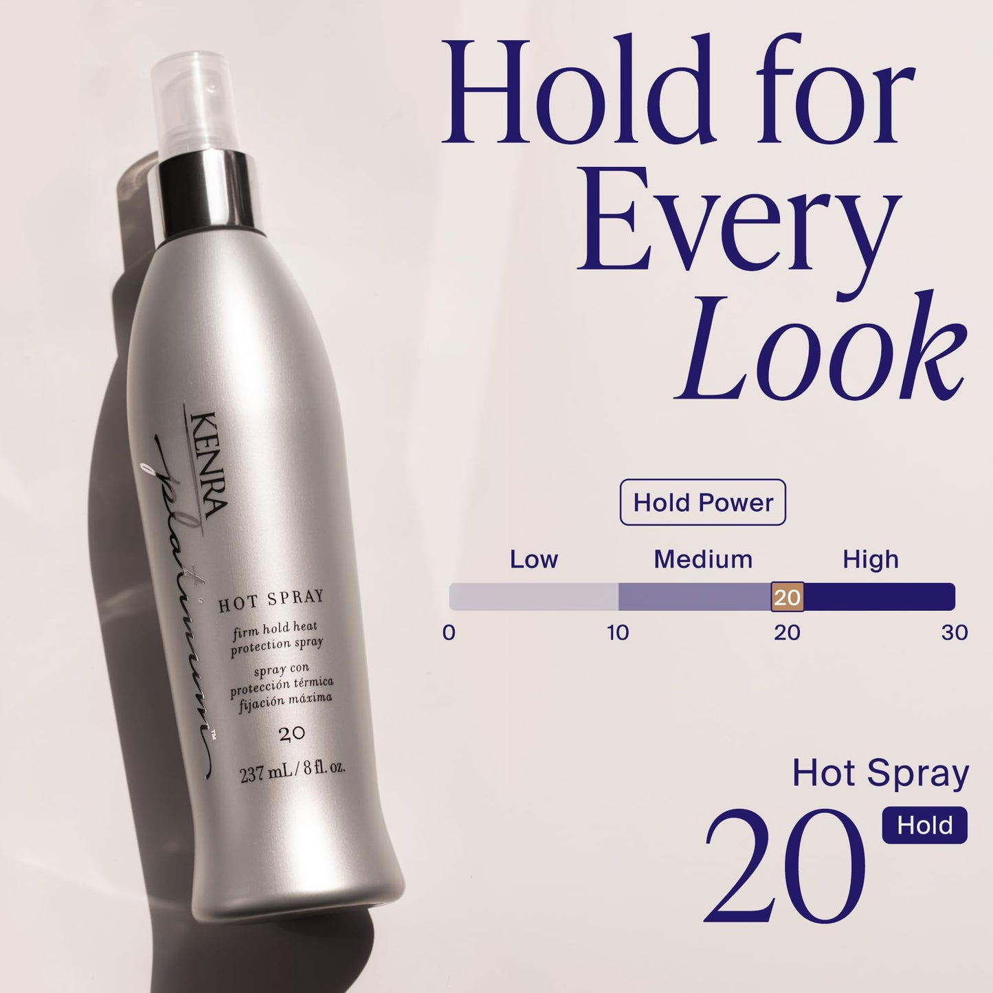 Kenra Platinum Hot Spray 20 | Heat Protection Styler | Long-Lasting, Firm Hold | Adds Vibrant Shine | Humidity & Thermal Protection | Clean Release From Heated Tools | All Hair Types | 8 fl. Oz