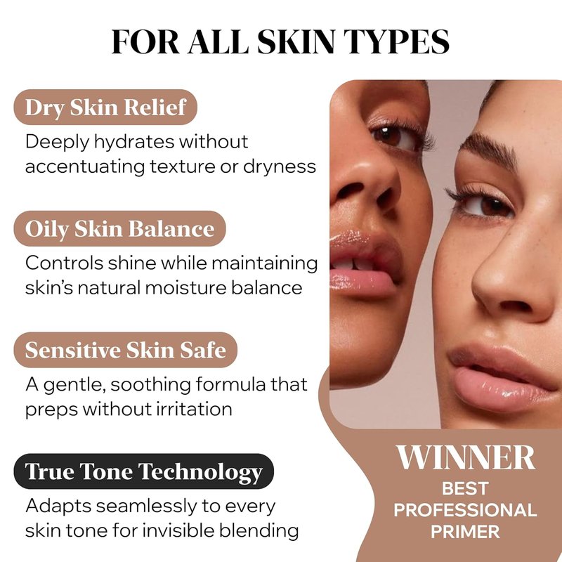 Silicone Face Primer - Blurs Pores & Hydrates Skin for Flawless Makeup | Oil-Free, Lightweight, Vegan