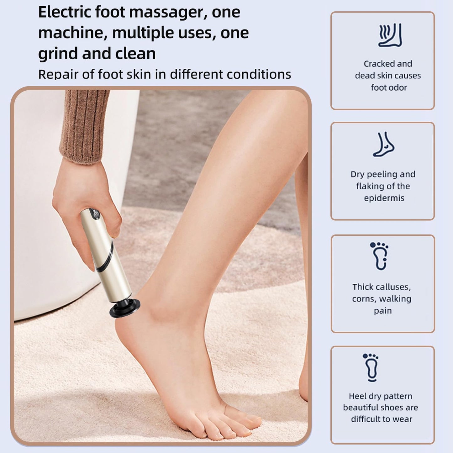 Chu&LiuXung Electric Callus Remover for Feet, Rechargable Fold Electric Foot Callus Remover Tool with Sandpapers,9 Adjustable Speed with Replaceable Grinding Heads for Callus,Cracks and Nails