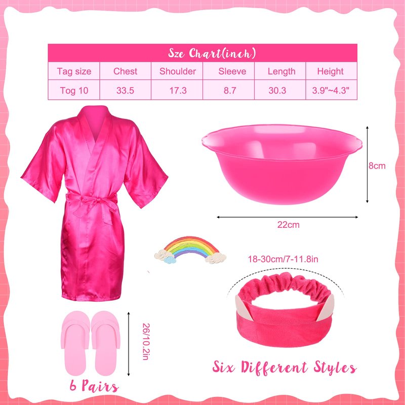 Therwen 20 Pcs Spa Party Supplies Include Kimono Robe Spa Headband Disposable Foam Pedicure Slippers Mask Washbasin for Salon Pedicure Washing Shower, Size 10