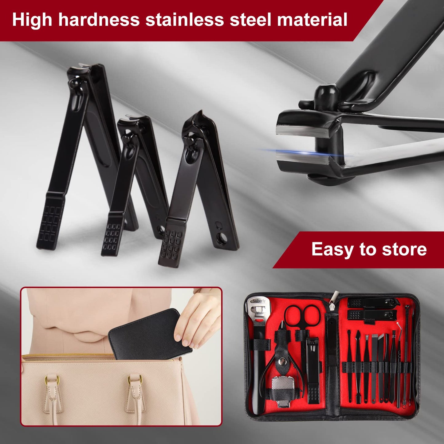Manicure Set and Nail Clippers Set Pedicure Kit 18 in 1,Stainless Steel Material Cuticle Trimmer, Professional Nail Clipper Set, Portable Travel Grooming Set,Also A Great Gift.
