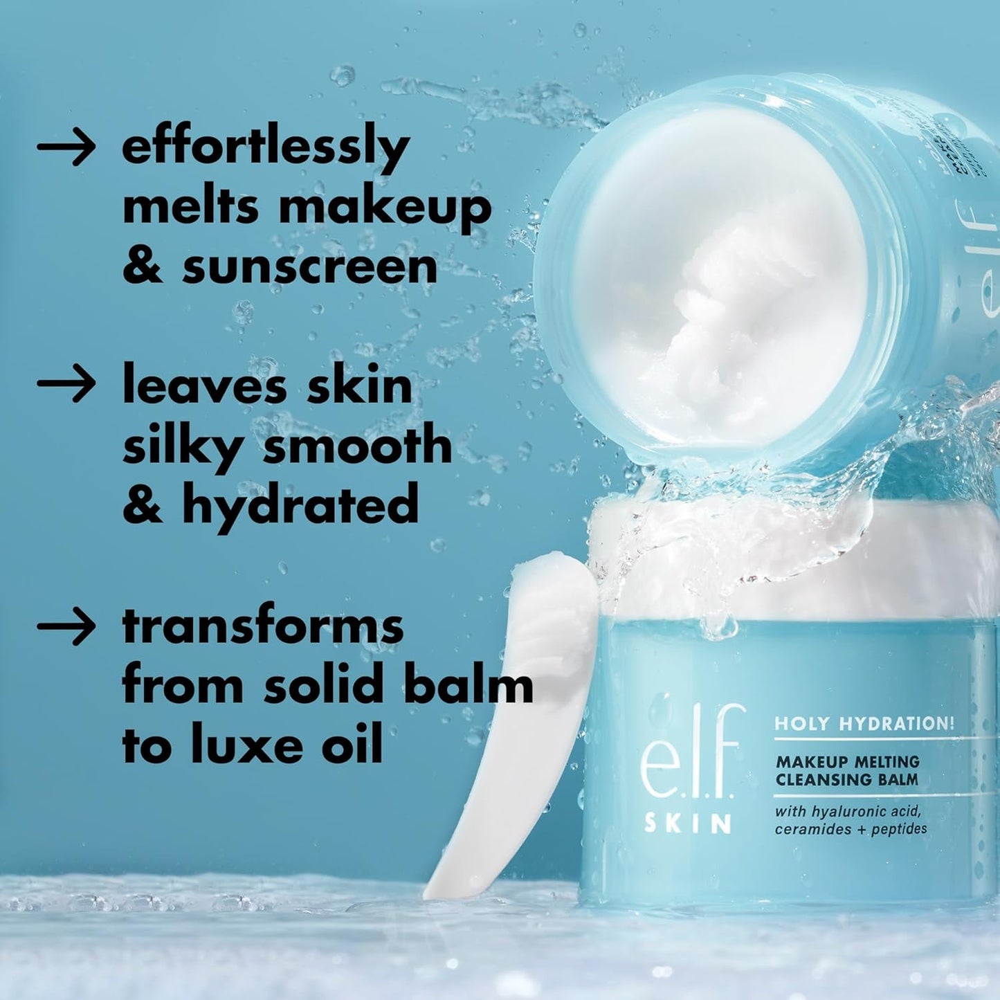 e.l.f. SKIN Holy Hydration Cleansing Balm - Jumbo Makeup Remover & Face Cleanser with Hyaluronic Acid | 3.5 Oz
